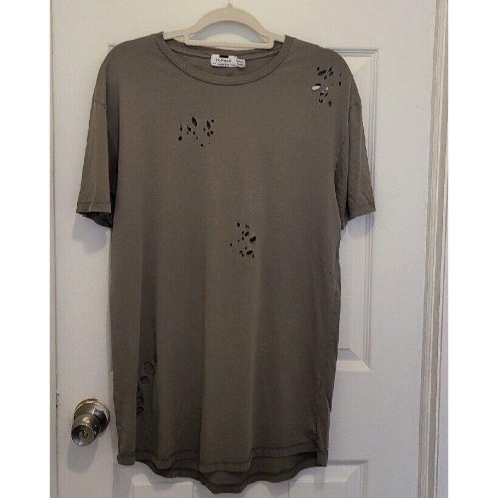 Topman Distressed Holey T-shirt Gray Size M